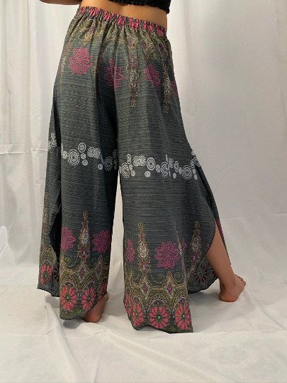 Women Bohemian Harem Pants Boho Chic Print Wide Leg Pants Summer