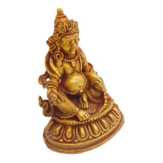 Gold Plated Yellow Kubera Statue, Jambala Idol, Buddhist God of Wealth, Prosperity, Meditation Altar Decor, Positivity God, Handmade Kubera