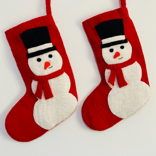 Snowman Felt Stocking, Christmas Stocking, Felted Decor, Christmas Decor, Handmade Stockings, Holiday Felt  Stocking, Stocking Stuffers