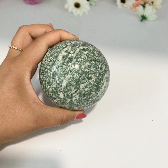 Green Jade Metaphysical Natural Stone Sphere, Polished Green Jade, Crystal Healing, 73mm Jade Crystal, Round Jade, Gemstone for Meditation
