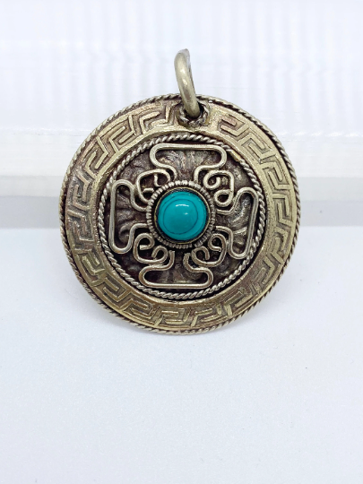 Handmade Tibetan Tribal Fusion Turquoise Pendant