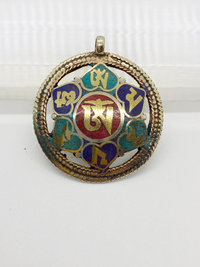 Handmade double sided Om Ma Ni PA MI HU healing mantra pendant
