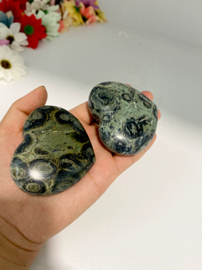 Kambaba Jasper Heart Crystal, Kambaba Heart, Healing Stone, Reiki Meditation, Palm Stone, Stone for Peace ,Tranquility,  Crocodile Jasper