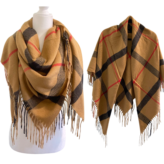 Plaid Blanket Oversized Winter Scarf/Shawl