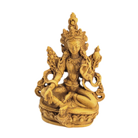 Tibetan Green Tara Resin Statue/Goddess of Compassion/Handmade Tara/Quan Yin Statue/Female Buddha/Buddhist Altar Idol/5 Inch Tall/Spiritual