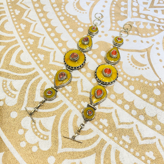 Turquoise, Coral, Amber Bracelet, Tribal Fusion Jewelry, Bohemian Bracelets, Vintage Bracelet, Boho Tibetan Style Statement Bracelet