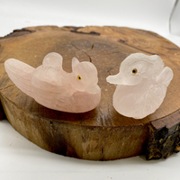 Rose Quartz Swan Couple Set, Two Swan Set, Handcarved Crystals, Stone for Love, Marriage Gifts, Beautiful Carving, Couple Crystals