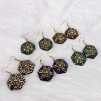 Tibetan Turquoise, Coral, Lapis Lazuli Round Earrings, Bohemian Jewelry, Ethnic Silver Earrings, Unique Women Accessories, Gift for Her