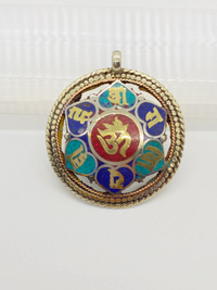 Handmade double sided Om Ma Ni PA MI HU healing mantra pendant