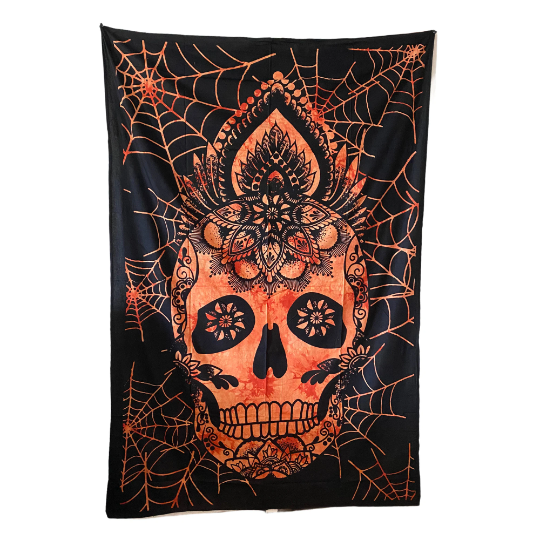 Skull Tapestry, Skull Wall Tapestry, Unique Wall Hanging, Skeleton Tapestry, Skull Decor, Unique Skull Wall Decor, Gothic Room Decor