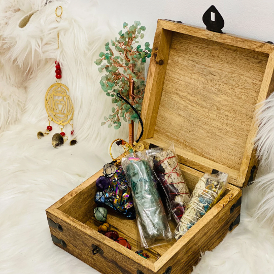 Wooden Chakra Carved Storage Box