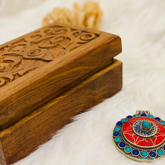 Mother Earth Hand Carved  Jewelry Box