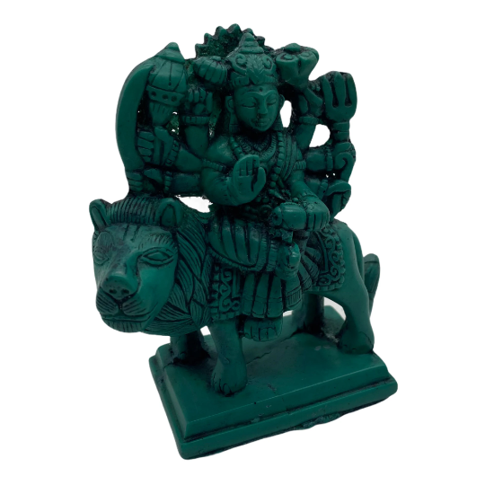Durga Statue, Durga Ma Figurines, Durga Idol Sitting on Lion, Parvati, Hindu Goddess of Protection, Strength, 4 inches Durga Figurine