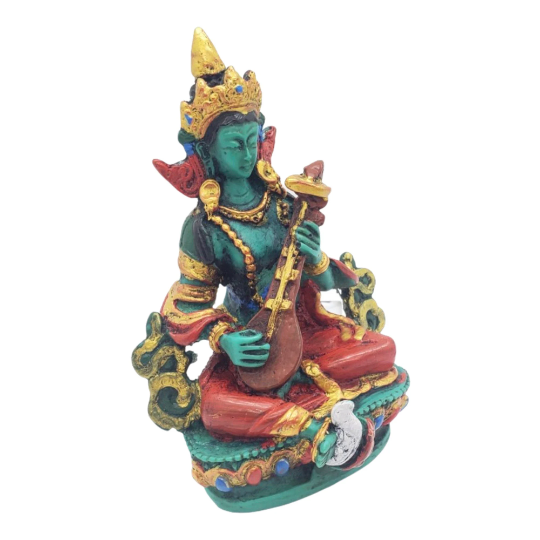 Saraswoti Statue,Handcarved Maa Saraswati Figurine,Goddess of Knowledge,Wisdom,Hindu Diety of Art, Music,Spiritual Decor,Hindu Altar Goddess