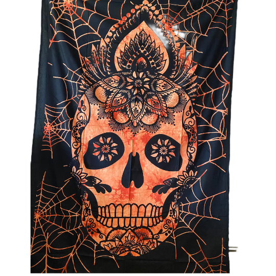 Skull Tapestry, Skull Wall Tapestry, Unique Wall Hanging, Skeleton Tapestry, Skull Decor, Unique Skull Wall Decor, Gothic Room Decor