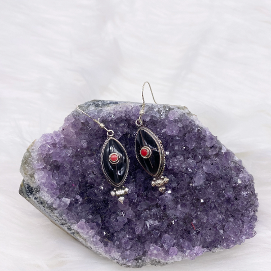 Tear Dropped Tibetan Silver Earring, Ethnic Jewelry, Hippie Earrings for Women, Dangle Earrings, Tribal Fusion Earrings, Unique Jewelry