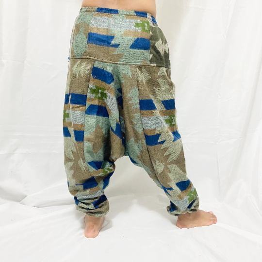 Handmade Multiprint Wool Pant, Wool Harem Pants from Nepal, Yoga Pants, Non Itchy Wool Pants for Winter, Warm Winter Pants, Winter Clothing