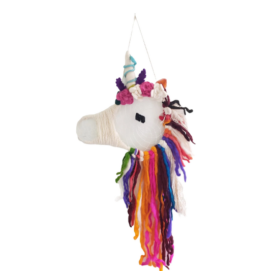 Felt Unicorn Dreamcatcher,Rainbow Floral Handmade Dreamcatcher, Kids Room Decor,Girls Room Decor,Unicorn Decor,Multicolor Unicorn Hanging