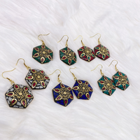 Tibetan Turquoise, Coral, Lapis Lazuli Round Earrings, Bohemian Jewelry, Ethnic Silver Earrings, Unique Women Accessories, Gift for Her