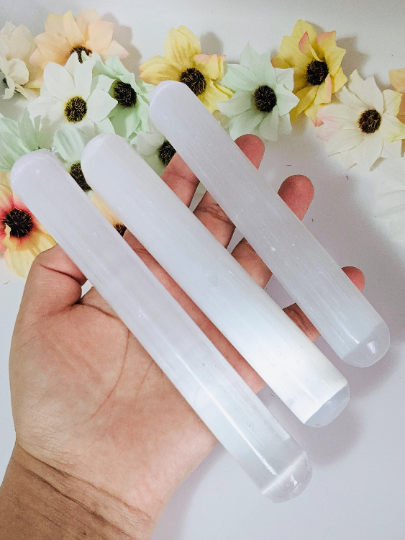 Selenite Massage Wand,Crystal Healing Wand,Large Polished Selenite Crystal Wand Stick,Stress Reliever,Healing , Soothing and Calming