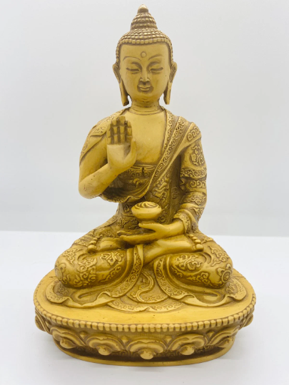 7" Handmade Blessing Buddha From Nepal, Amoghsiddhi Buddha, Buddha,Peaceful Buddha, Tibetan Buddha , Home Decor, Buddhism, Gautam Buddha