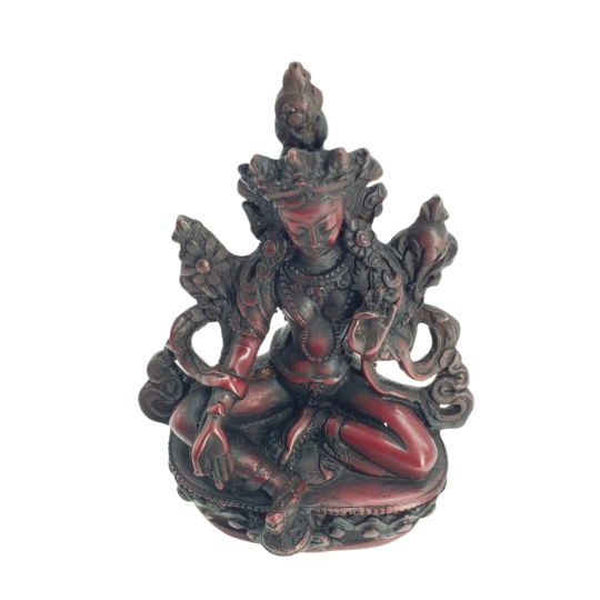 Tibetan Green Tara Resin Statue/Goddess of Compassion/Handmade Tara/Quan Yin Statue/Female Buddha/Buddhist Altar Idol/5 Inch Tall/Spiritual