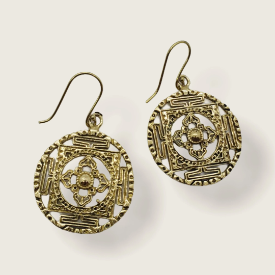 Tibetan Dorje Earrings, Dangle Silver/ Gold Earrings, Non Allergic Earrings, Vintage Earrings, Ethnic Earrings, Buddhist Jewelry, Yoga Gifts