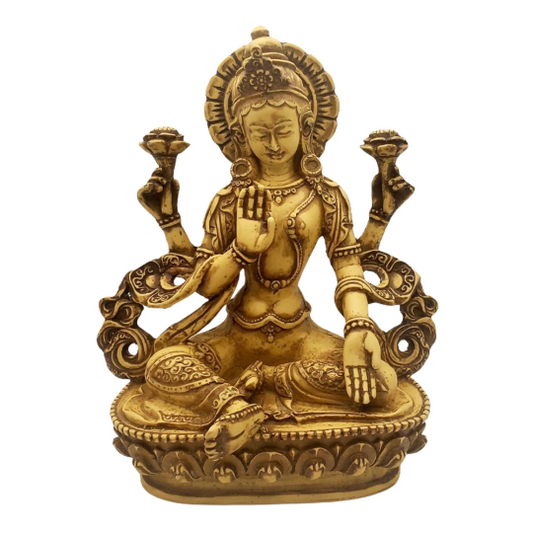 Lakshmi Statue,Goddess of Wealth,Hindu Goddess,Laxmi Statue,Resin,Handcarved Laxmi,God of Money,Fortune,Buddhist Diety,7 inch Colorful Laxmi
