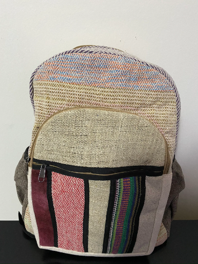 Handmade  Hemp Back Pack, Multi Color Hemp Back Pack from Nepal, Durable Multi compartment Hemp Backpack, comfortable  Sturdy Back Pack