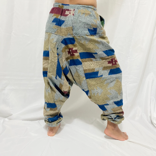 Handmade Multiprint Wool Pant, Wool Harem Pants from Nepal, Yoga Pants, Non Itchy Wool Pants for Winter, Warm Winter Pants, Winter Clothing