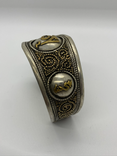 Metal Cuff Handmade Bracelet  with Buddhist Mantra