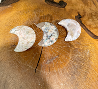 Flower Agate Moons, Cherry Blossom Agate Crescent Moon, Crystal Moon, Pocket Stone, Sacred Stones, Healing Crystals, Handcarved Crystals