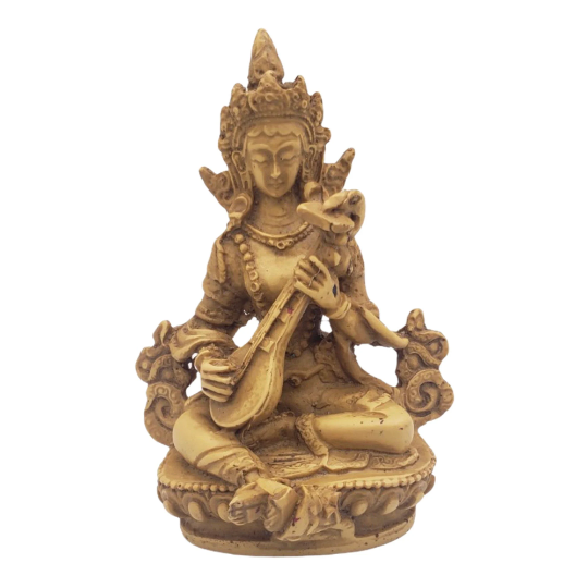 Saraswoti Statue,Handcarved Maa Saraswati Figurine,Goddess of Knowledge,Wisdom,Hindu Diety of Art, Music,Spiritual Decor,Hindu Altar Goddess