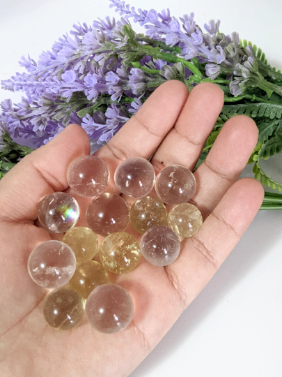Mini Citrine/Quartz Sphere, Crystal Sphere, Polished Gemstone Sphere,Cleansing Crystal Sphere, Master Healing Stone,Meditation Stone Ball