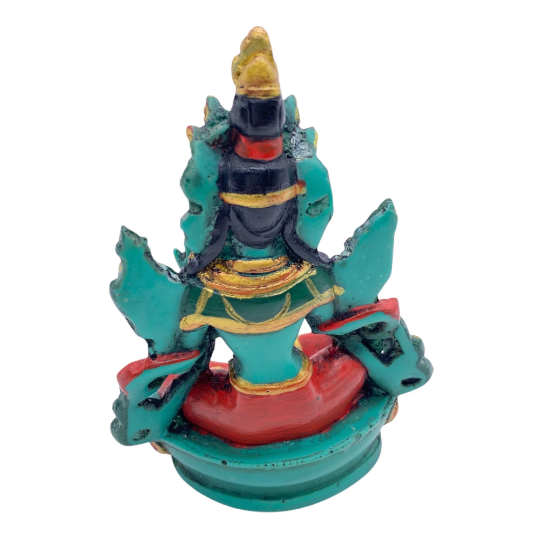 Tibetan Green Tara Resin Statue/Goddess of Compassion/Handmade Tara/Quan Yin Statue/Female Buddha/Buddhist Altar Idol/5 Inch Tall/Spiritual
