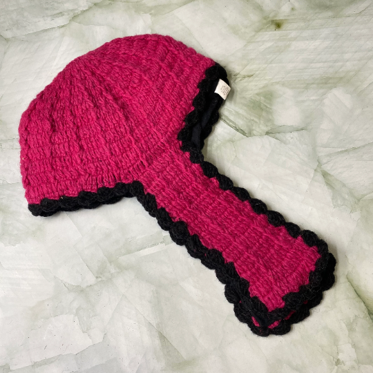 Crocheted Wool Ear flap Winter Beanie
