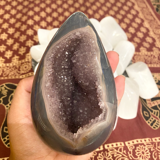Amethyst Geode Cluster Egg, Egg Shaped Polished, Purple Amethyst Geode Carving, Home Decor, Crystals, 1.2 lb Amethyst Carvings