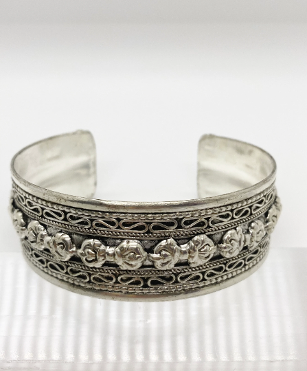 Ethnic Filgiri Design with Dorje/Vajra Cuff Handmade Metal Bracelet