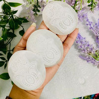 Selenite Big Palm Stone With Hamsa Hand