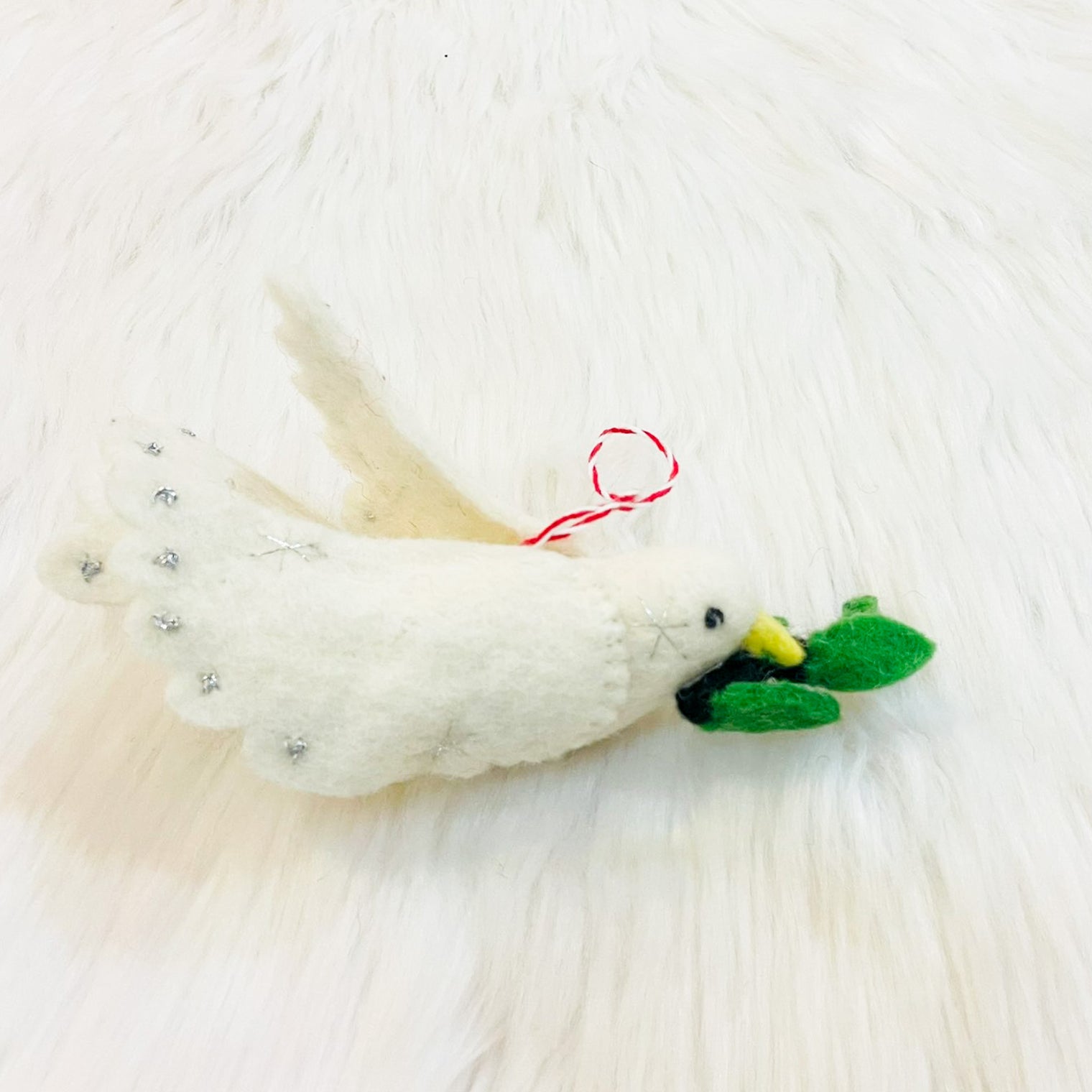 Christmas White Bird Felted Ornament
