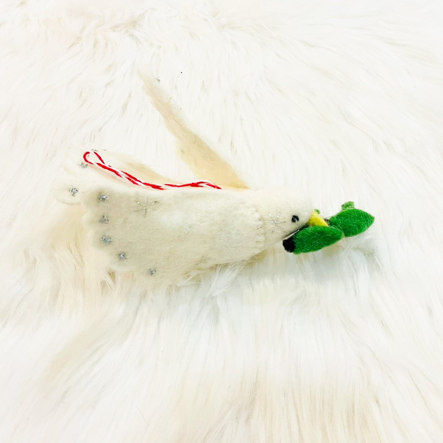 Christmas White Bird Felted Ornament